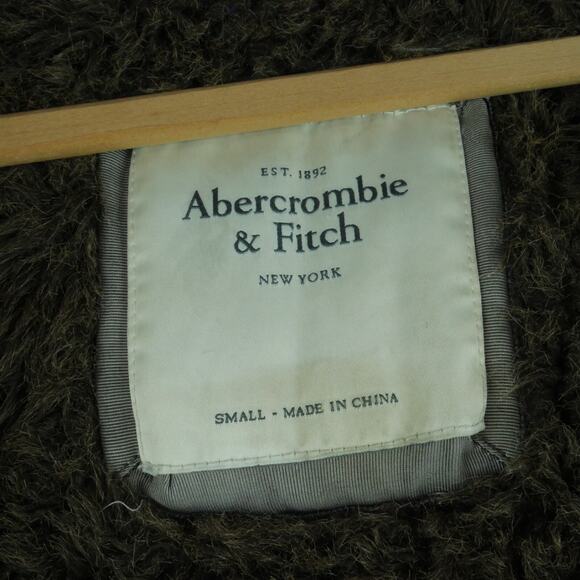 Abercrombie & Fitch Small Parka Fur Lined Y2K Vintage Military Green Distressed - Picture 8 of 16